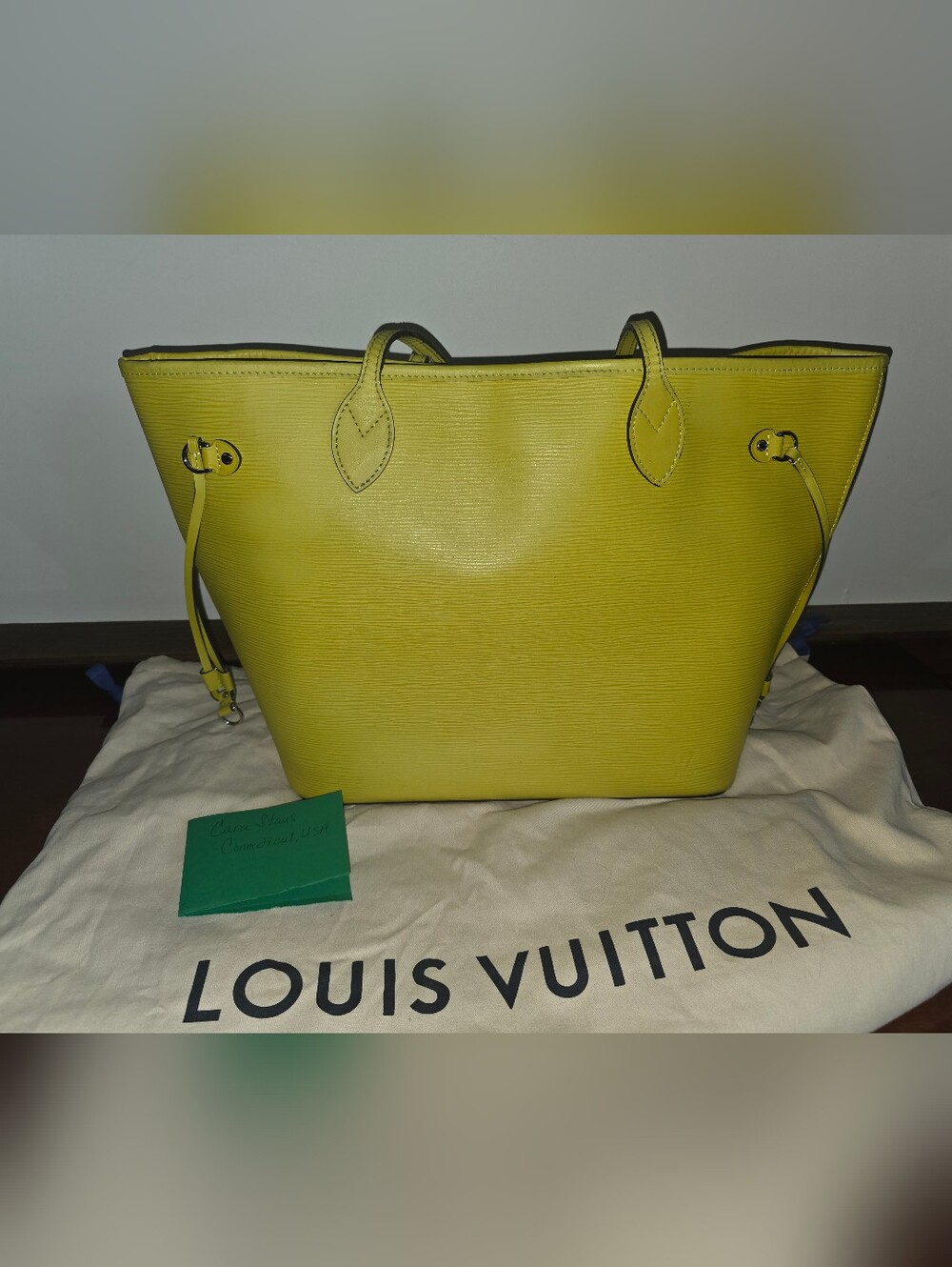 Pre-owned Louis Vuitton Yellow Epi Leather Neverfull MM